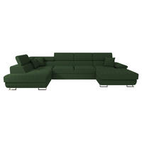 WOHNLANDSCHAFT Cotere Bis Cord, Seite: Links - Grün, Holz (345/91/202cm) - MIRJAN24