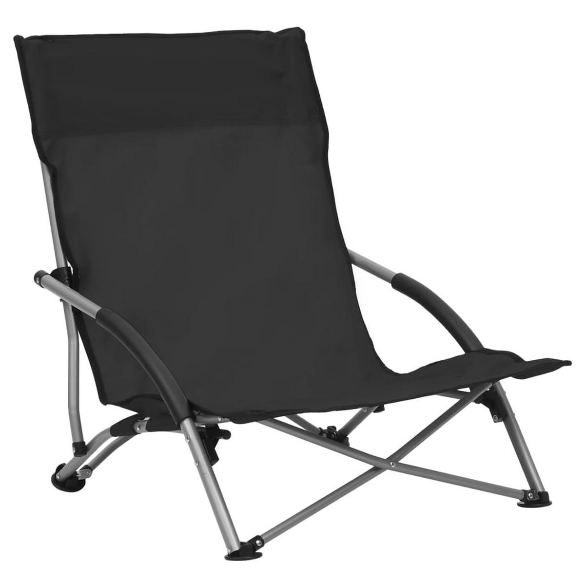 KLAPPBARE Strandstühle 2Er Set Schwarz Stoff - Schwarz, Textil (65.5/66/55.5cm) - vidaXL