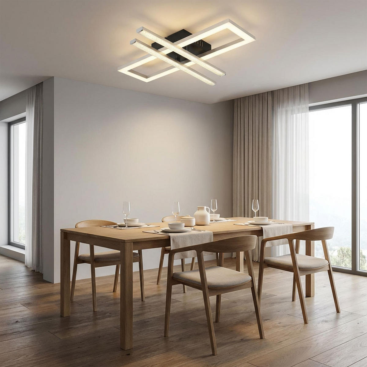 LED DECKENLEUCHTE Kristall Schwarz - Schwarz, Metall (40/37.5/6.3cm) - Globo Lighting
