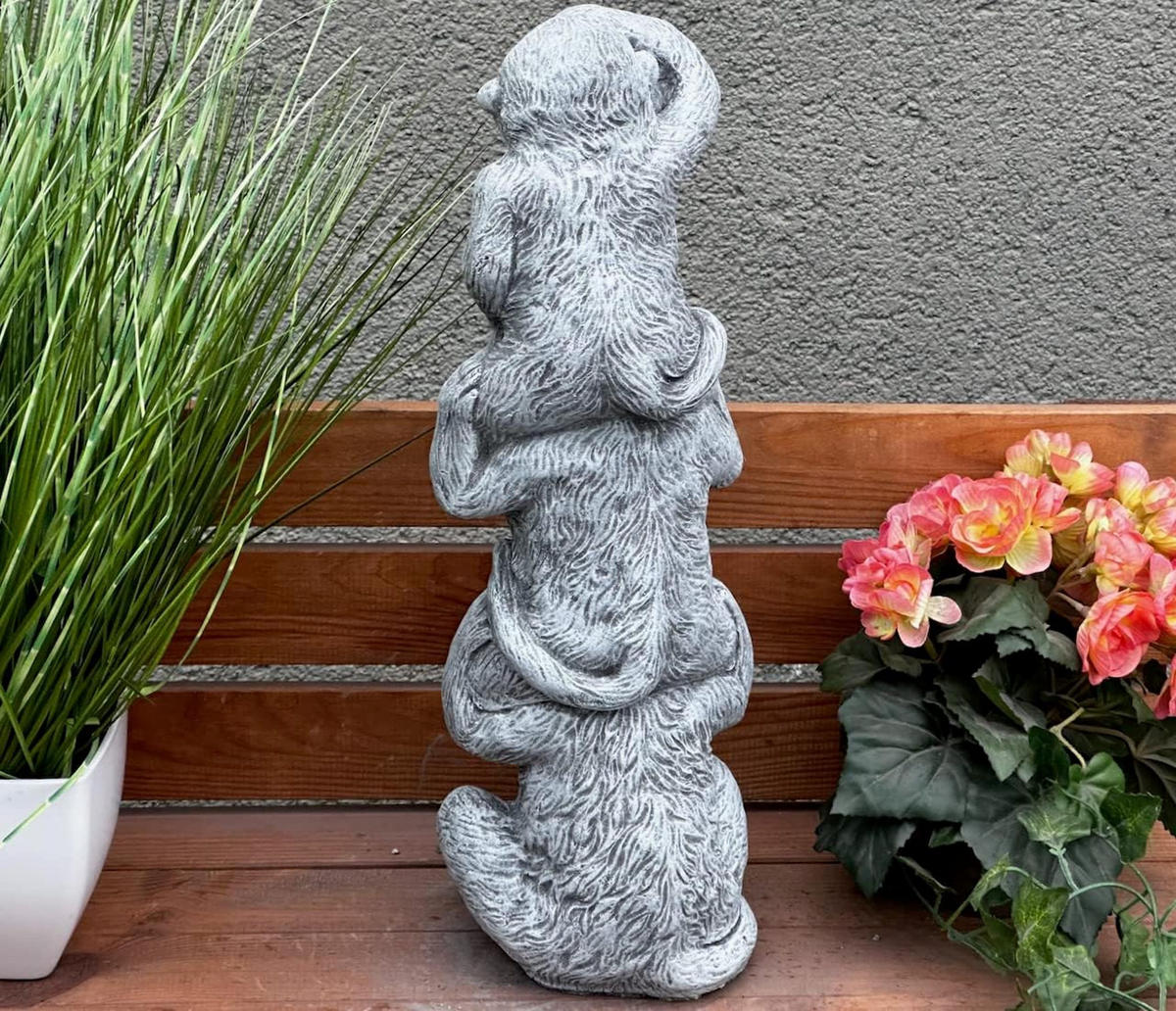 STEINFIGUR 3er Affenbande Affen frostfest - Grau, Stein (15/48/15cm) - stoneandstyle