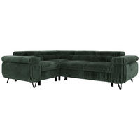 ECKSOFA FALCO L - Dunkelgrün Cord - Links Seite - Dunkelgrün/Schwarz, Textil/Metall (197/268cm) - MKS