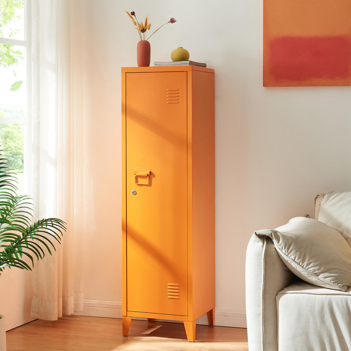 EINZELSPIND Kurikka - Orange, Metall (38/137/38cm) - [en.casa]