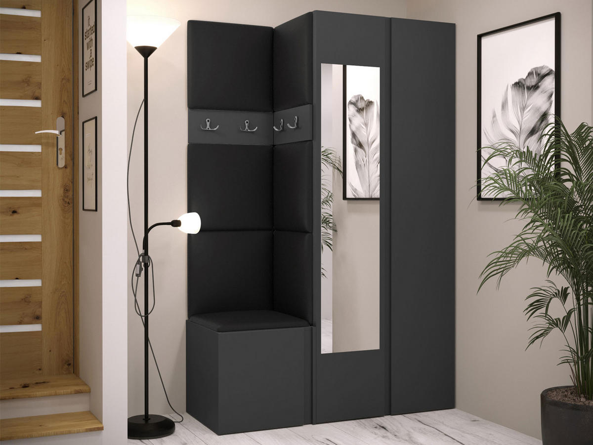 GARDEROBEN-SET Orion XXVI - Graphitfarben/Schwarz, Holzwerkstoff/Kunststoff (116/186/46cm) - MIRJAN24