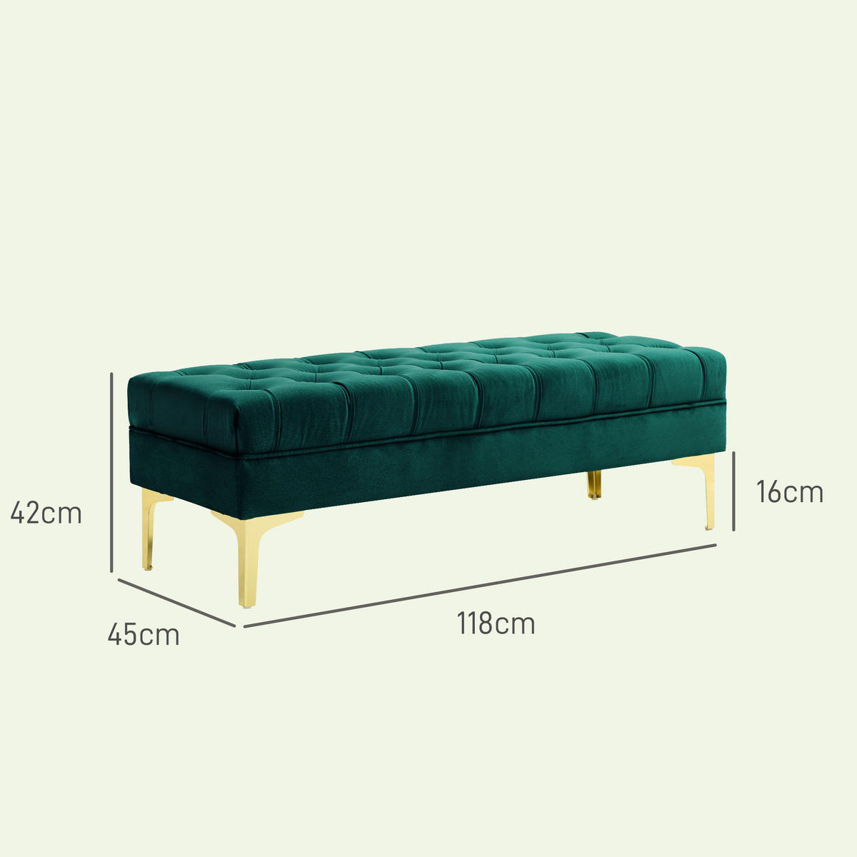 SITZBÄNKE Dunkelgrün 1 Stück - Beige, Kunststoff (118/42/45cm) - GiPP