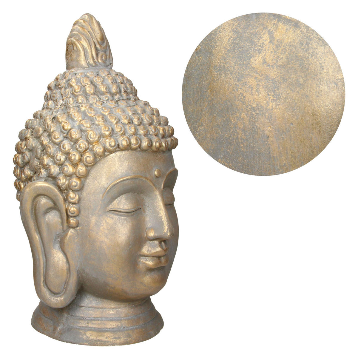 BUDDHA KOPF STATUE 53 cm - Bronzefarben, Kunststoff (29/53/31cm) - ECD-Germany