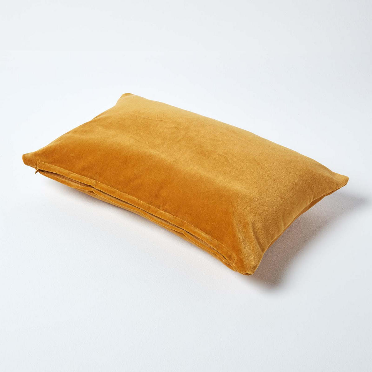 KISSENHÜLLE Baumwollsamt senfgelb 30/50 cm - Dunkelgelb, Textil (30/50cm) - Homescapes