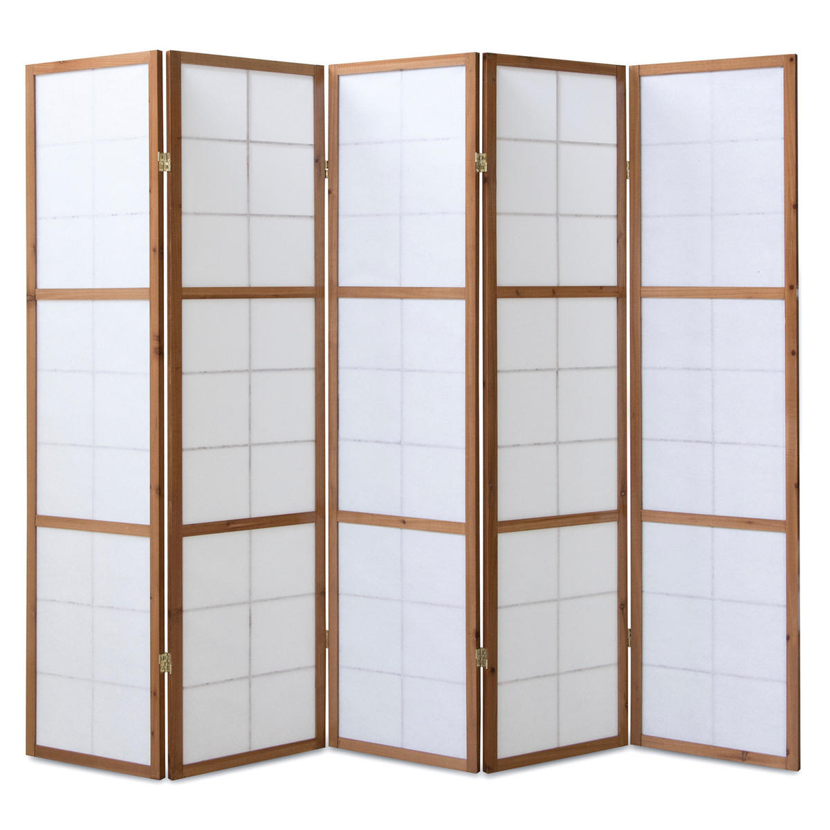 PARAVENT 5-tlg. 220/175 cm Braun Shoji - Braun, Holz (220/175/2cm) - Homestyle4u