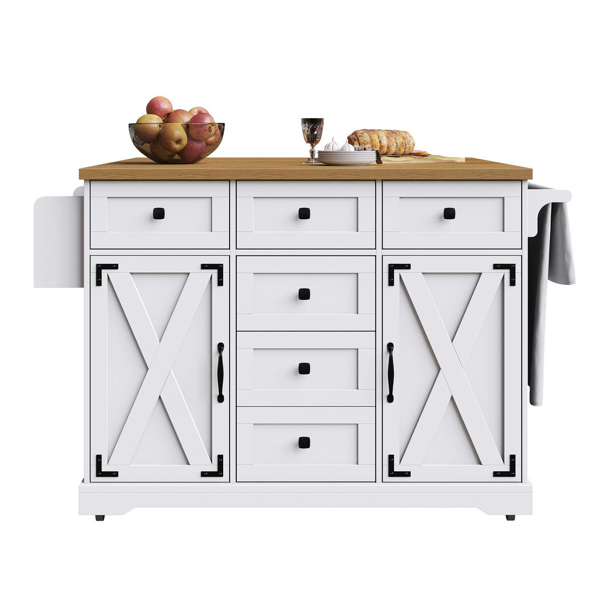 SERVIERWAGEN klappbar mit Stauraum 147 x 70 x 93 cm MDF Weiß - Weiß, Metall (70/93/147cm) - Beauniv