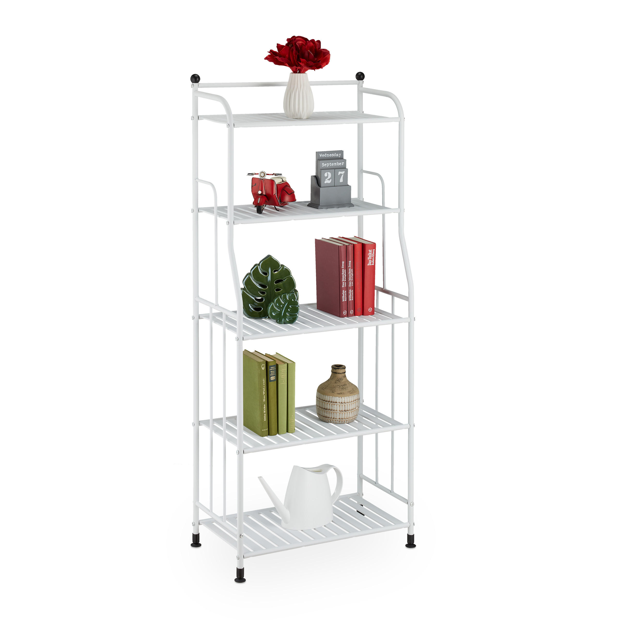 Relaxdays REGÁL Bílý kov 5 polic 133 cm