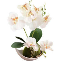 KÜNSTLICHE Orchidee 27 cm weißer Topf - Weiß, Kunststoff (27cm)