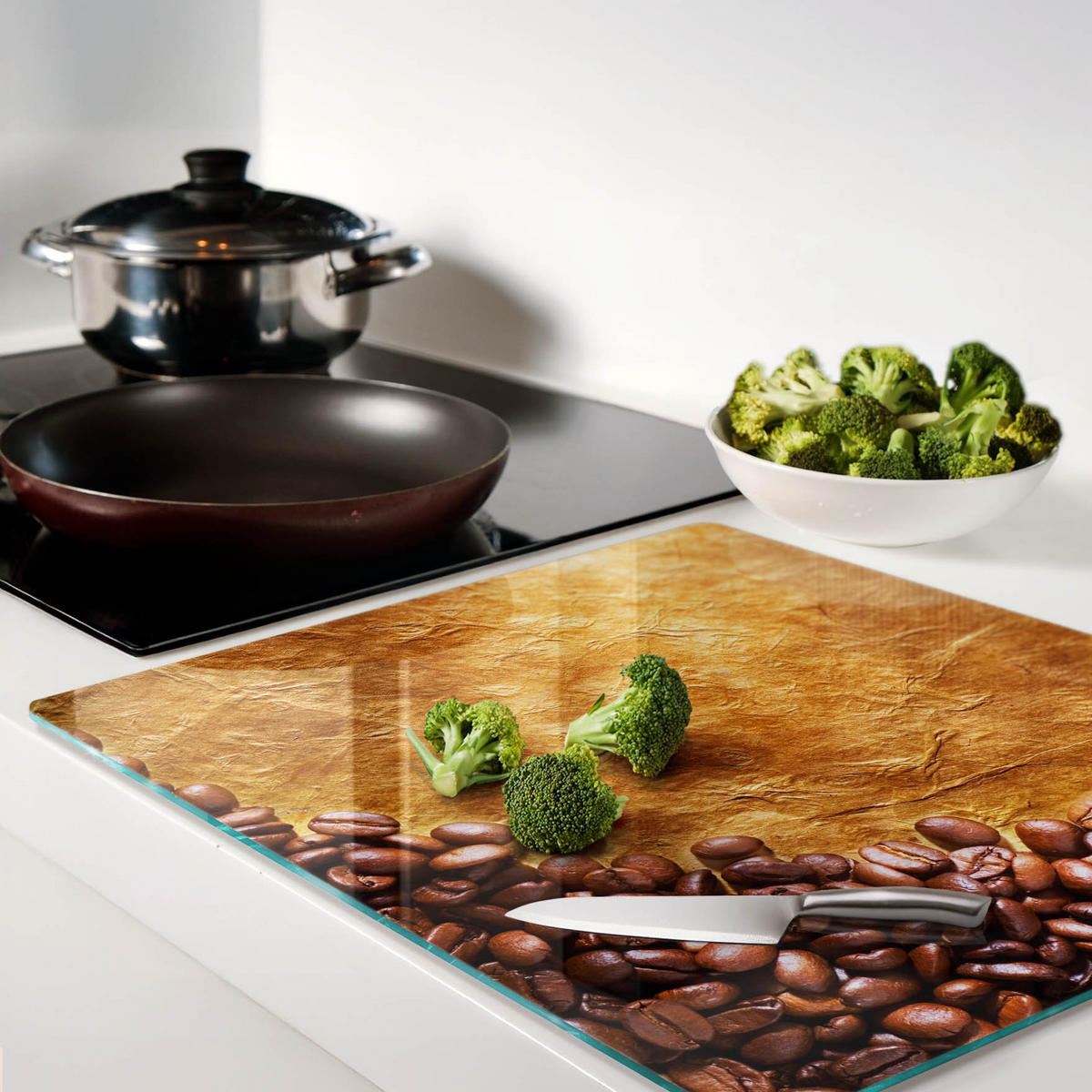 GLASPLATTE 60x52 cm Kaffeebohnen - Braun, Glas (60/0.4/52cm) - TULUP