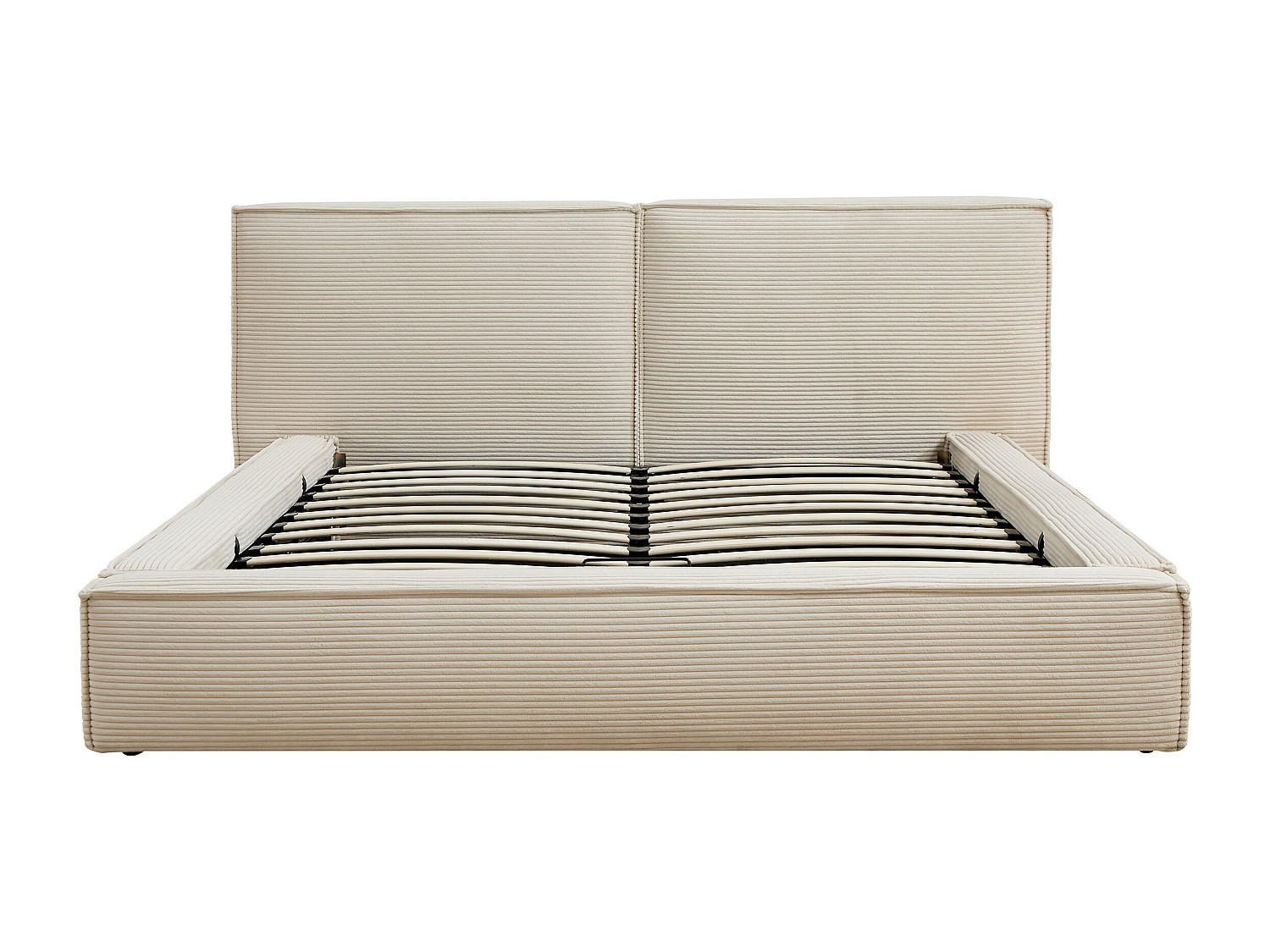 BETT mit Bettkasten - 2 Personen - Samt, Stoff - Beige - - Beige, Textil (160/200cm) - Vente-Unique