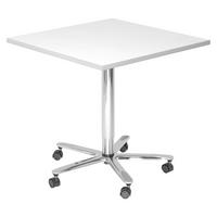 SÄULENHUBTISCH eckig ST 80/80/74 cm in Weiß/chrom - Chromfarben/Weiß, Holzwerkstoff (80/80/74cm) - bümö