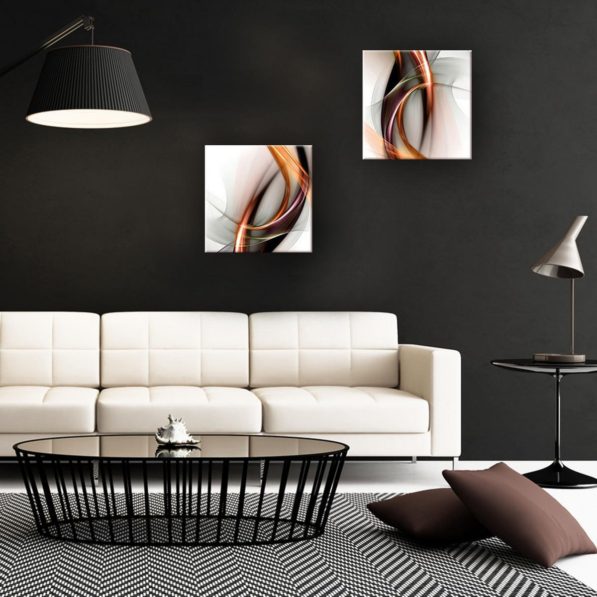 GLASBILD 30×30 cm abstrakt - Orange, Glas (30/30cm) - artissimo