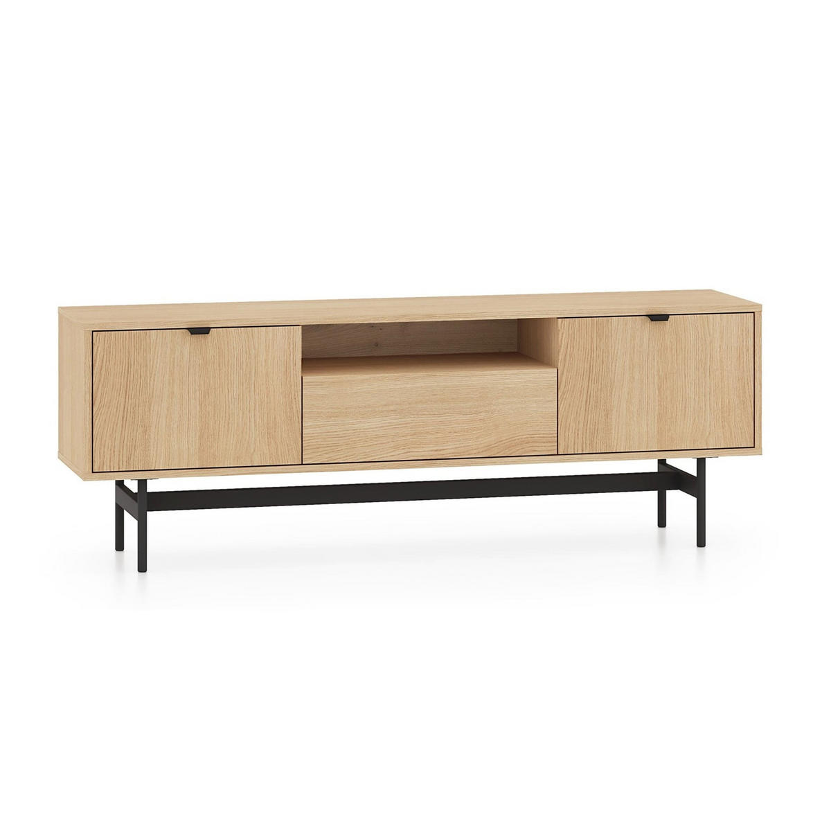 TV-LOWBOARD Heggers 3-türig, Eiche Mavelie, 150 cm - Eichefarben/Schwarz, Holzwerkstoff (150/53.2/33cm) - Selsey