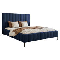 POLSTERBETT Fiarro mit Metallfüßen, Marineblau, Velours, 180x200 cm - Dunkelblau, Textil/Metall (180/200cm) - Selsey