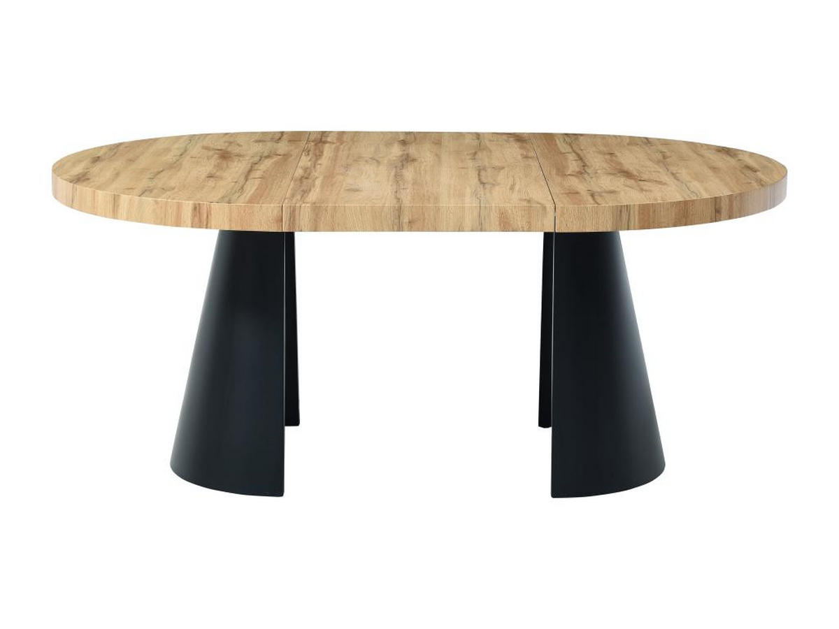 ESSTISCH ausziehbar - 4 bis 12 Personen - MDF & schwarzes Metall - Holzfarben hell - JARELIA - Naturfarben, Holz (240/120/76cm) - Vente-Unique