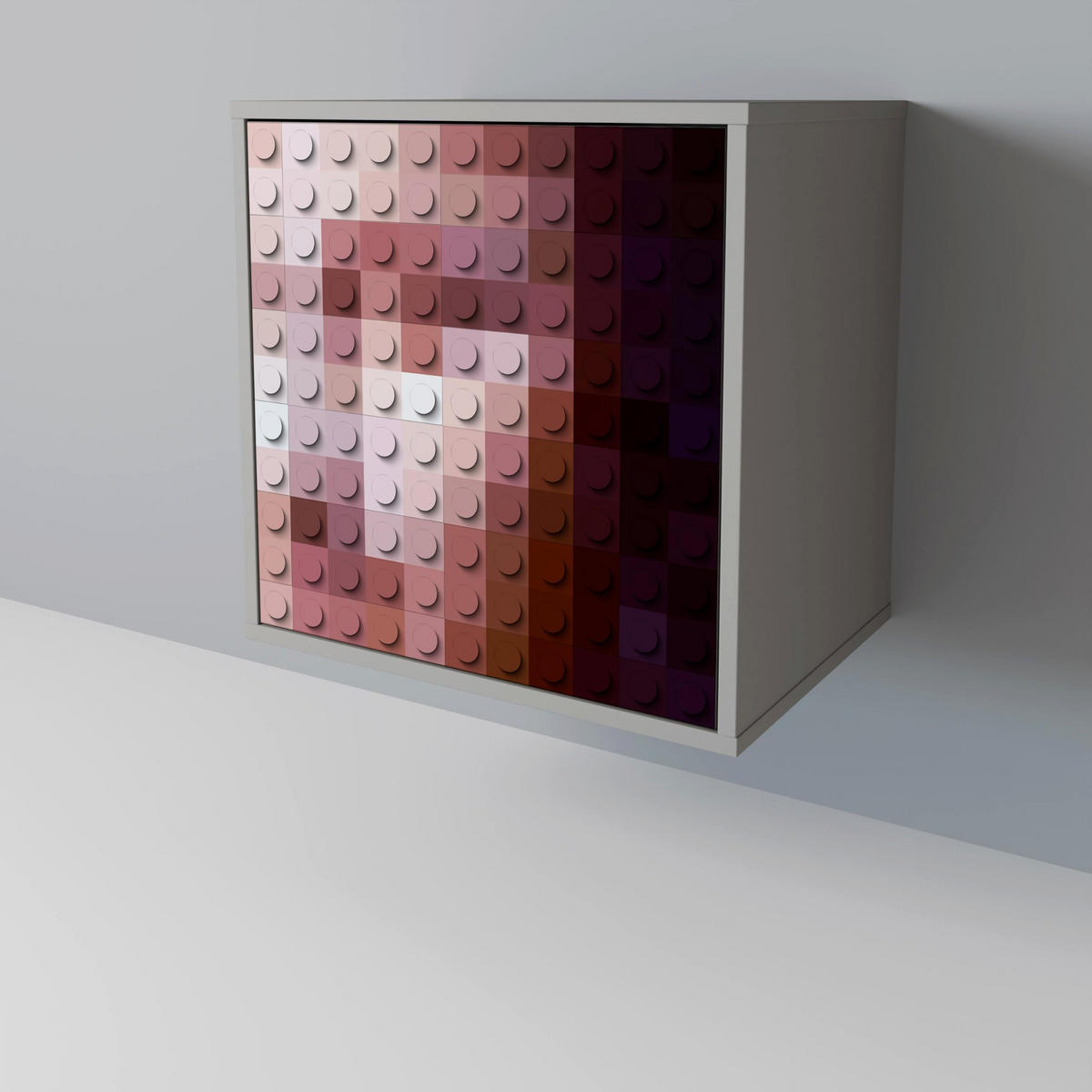 SIDEBOARD CONSTRUCTIVE ART, Grau, 57,5x42x67,5 cm, Schwarze Metall-Rahmenfüße - Multicolor/Schwarz, Holzwerkstoff/Metall (57.5/67.5/42cm) - SpaceRebels
