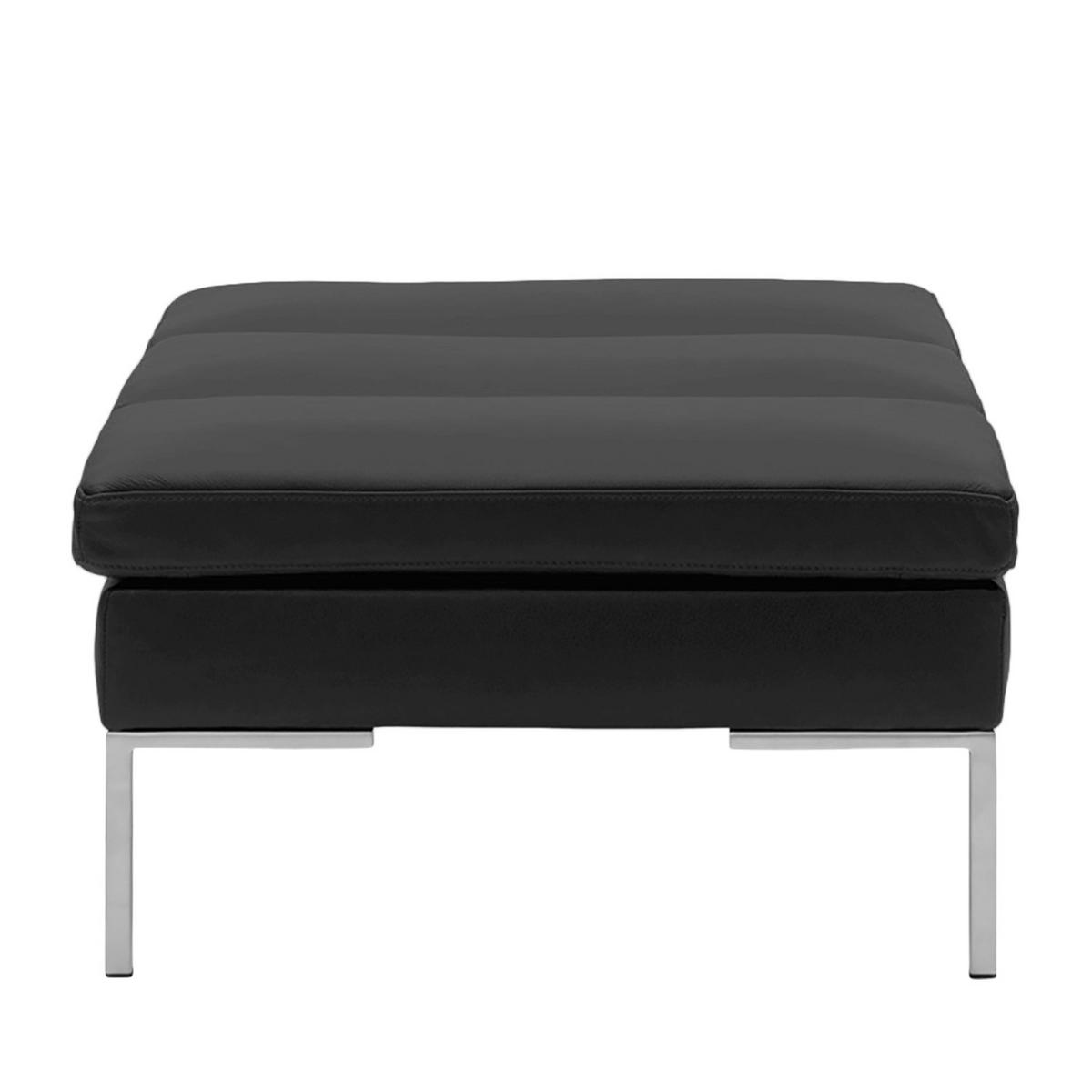 POLSTERHOCKER - Chromfarben/Schwarz, Leder/Metall (108/40/69cm) - home24