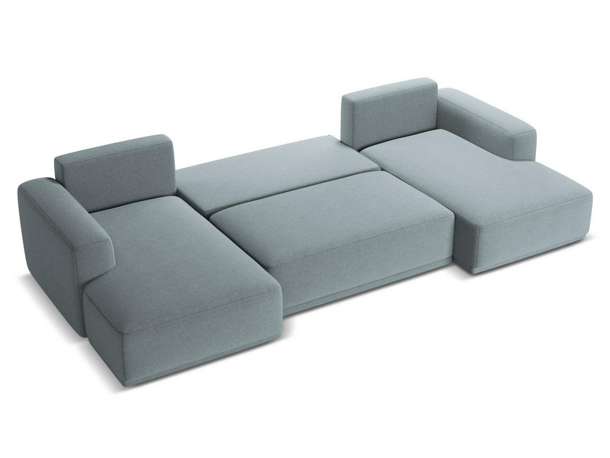 WOHNLANDSCHAFT Chenille Stoff Blau - Blau/Blaugrau, Kunststoff/Textil (333/91/160cm) - Makamii