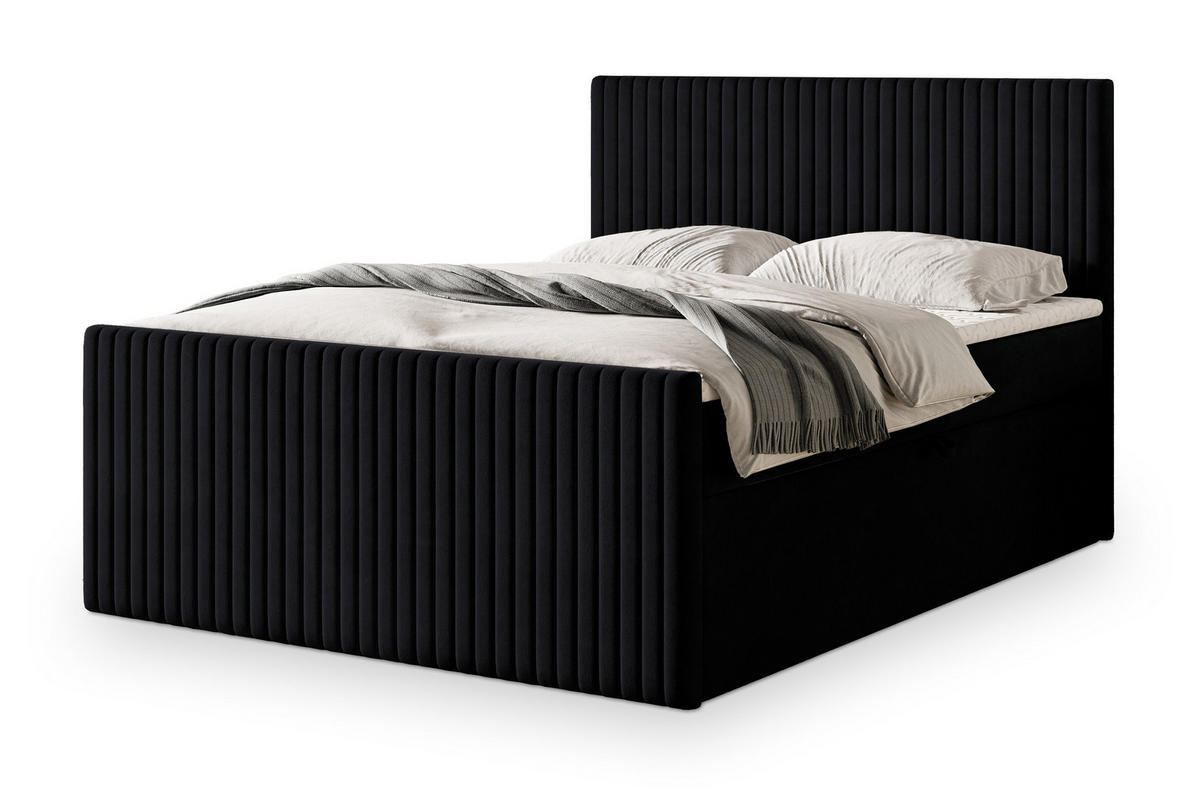 POSTEL BOXSPRING TERVAN 180x200 cm, s matrací a úložným prostorem, černá - černá, kompozitní dřevo/textil (180/200cm) - MASSENO