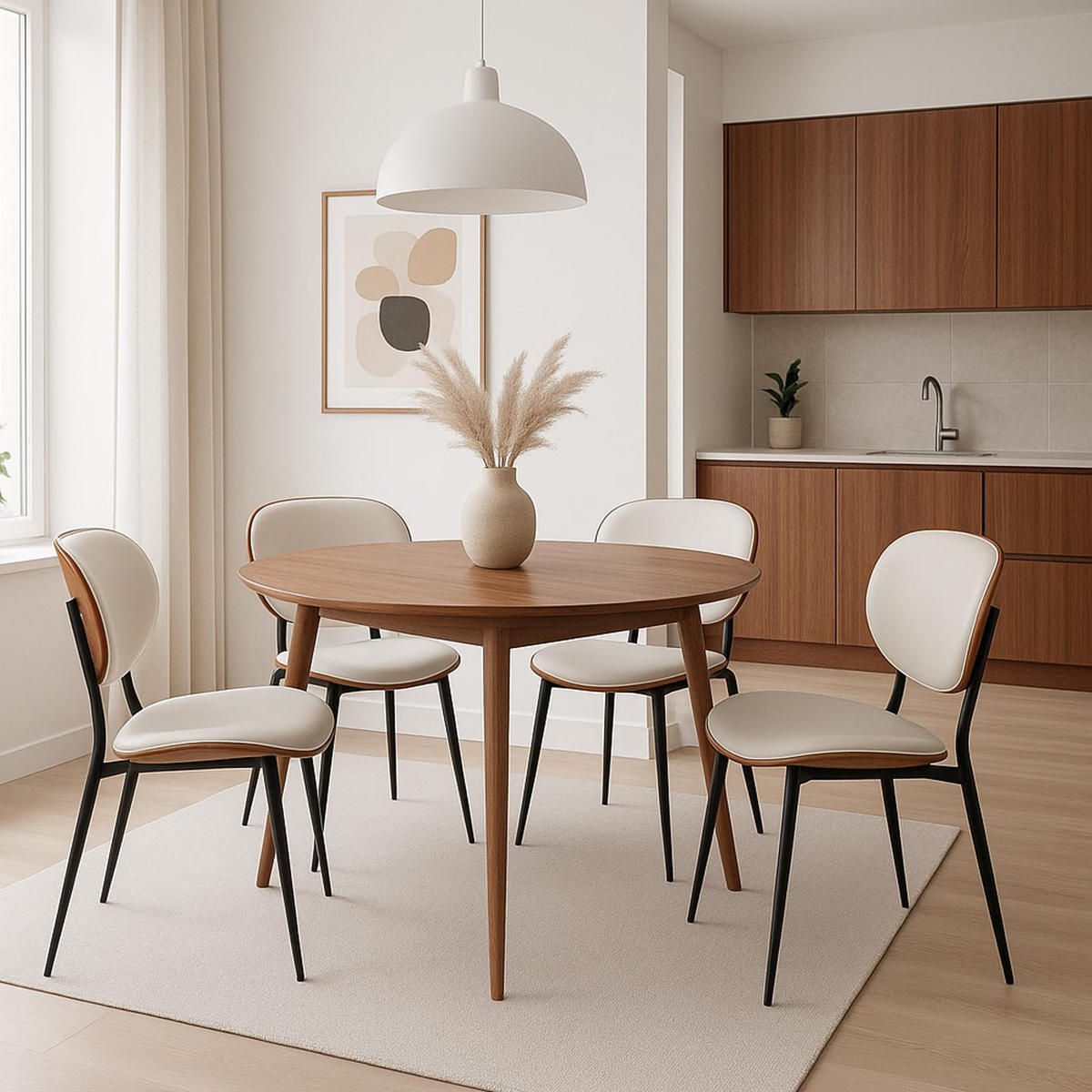 ESSZIMMERSTUHL Walnuss Dekor, Weiß - Walnussfarben/Weiß, Textil (50/80/51cm) - MCW