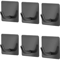 HANDTUCHHAKEN 6-teiliges Set Selbstklebend Mattschwarz - Schwarz, Metall (4.5/3.5/4.5cm)