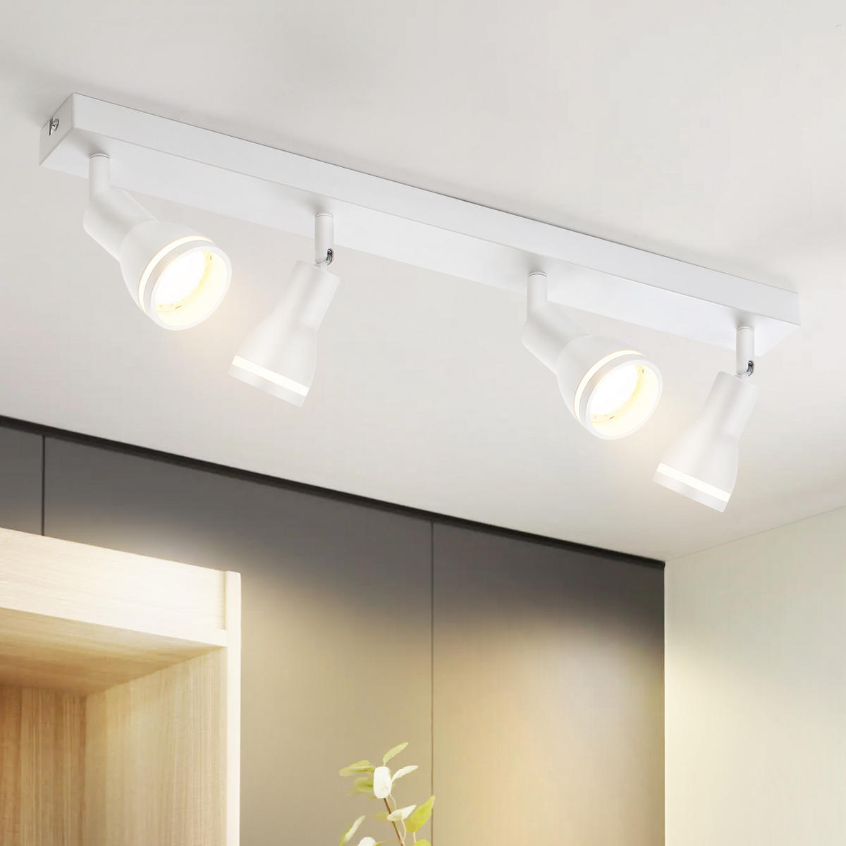 STRAHLER Kissingen 4-flammig 55/5/15.7 cm - Weiß, Metall (55/5/15.7cm) - Nettlife