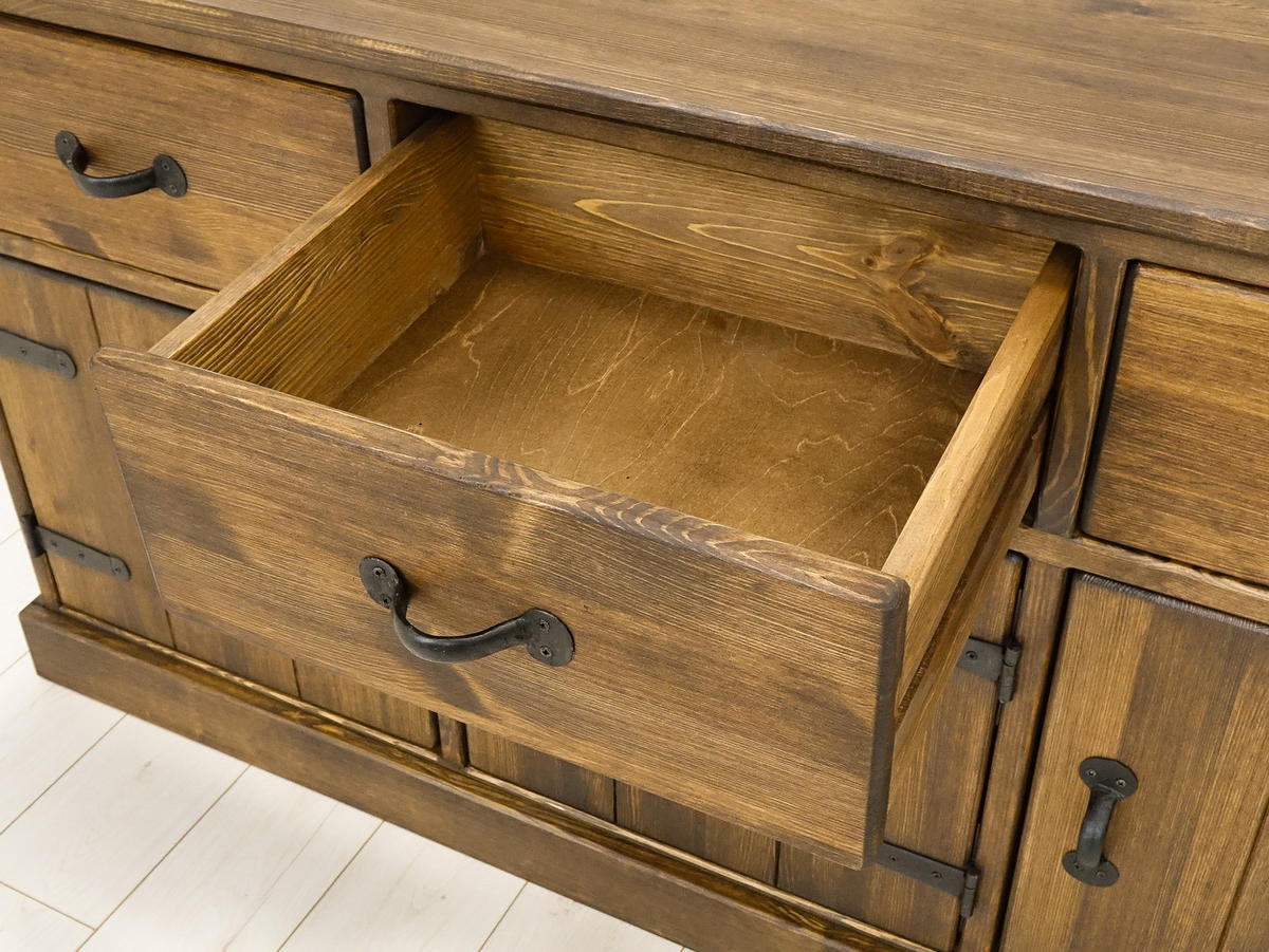 KOMMODE aus Massivholz Rustyk 7/1 - Dunkelbraun/Schwarz, Holz (152/80/46cm) - Seart