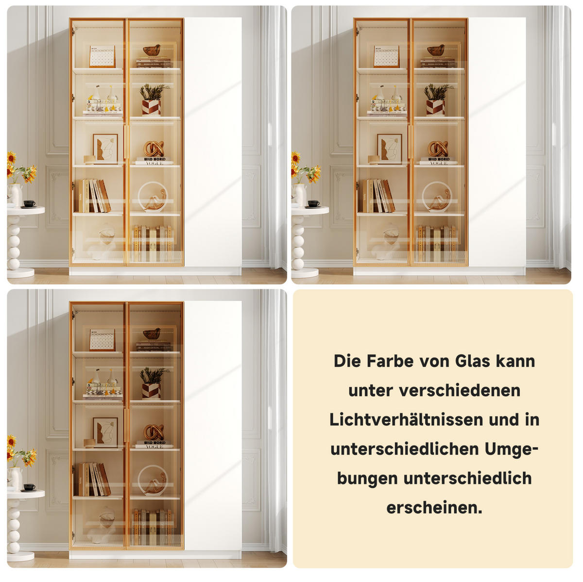 VITRINENSCHRANK mit LED 110 x 35 x 165 cm MDF Weiß 3-türig - Weiß, Holzwerkstoff (35/165/110cm) - Beauniv