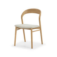 ESSZIMMERSTUHL Celeste, Natur Massiveiche + beiger Stoff - Beige, Holz (50/80/50cm) - WOODEK