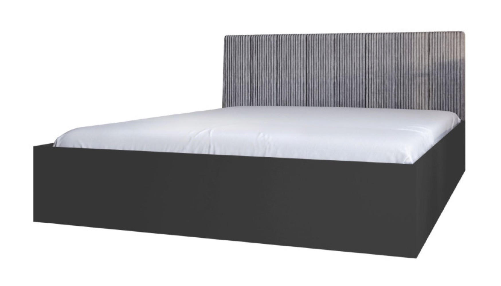 BETT Schwarz STYLE Mit Matratze Gepolsterter Grauer Kopfteil 120x200 cm - Schwarz/Weiß, Textil (120/200cm) - Sepro Meble
