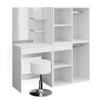 SCHMINKTISCH Isabelle Weiß 60 cm mit Hocker und Schrank - Weiß, Holzwerkstoff (60/140/40cm) - Vicco