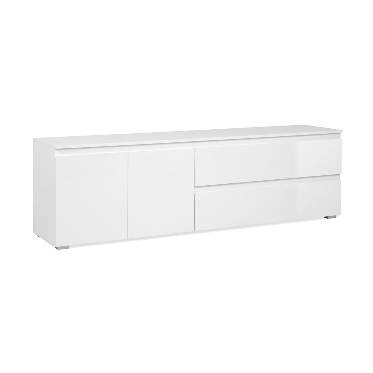 TV-MÖBEL mit 2 Türen, 1 Regalboden und 2 Schubladen B180 cm - PRETORIA - Weiß, Holzwerkstoff (40/55/180cm) - Calicosy