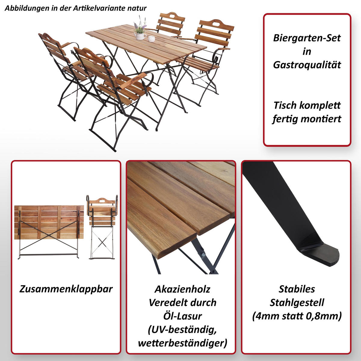 BIERGARTEN-SET Braun - Dunkelbraun, Holz - MCW