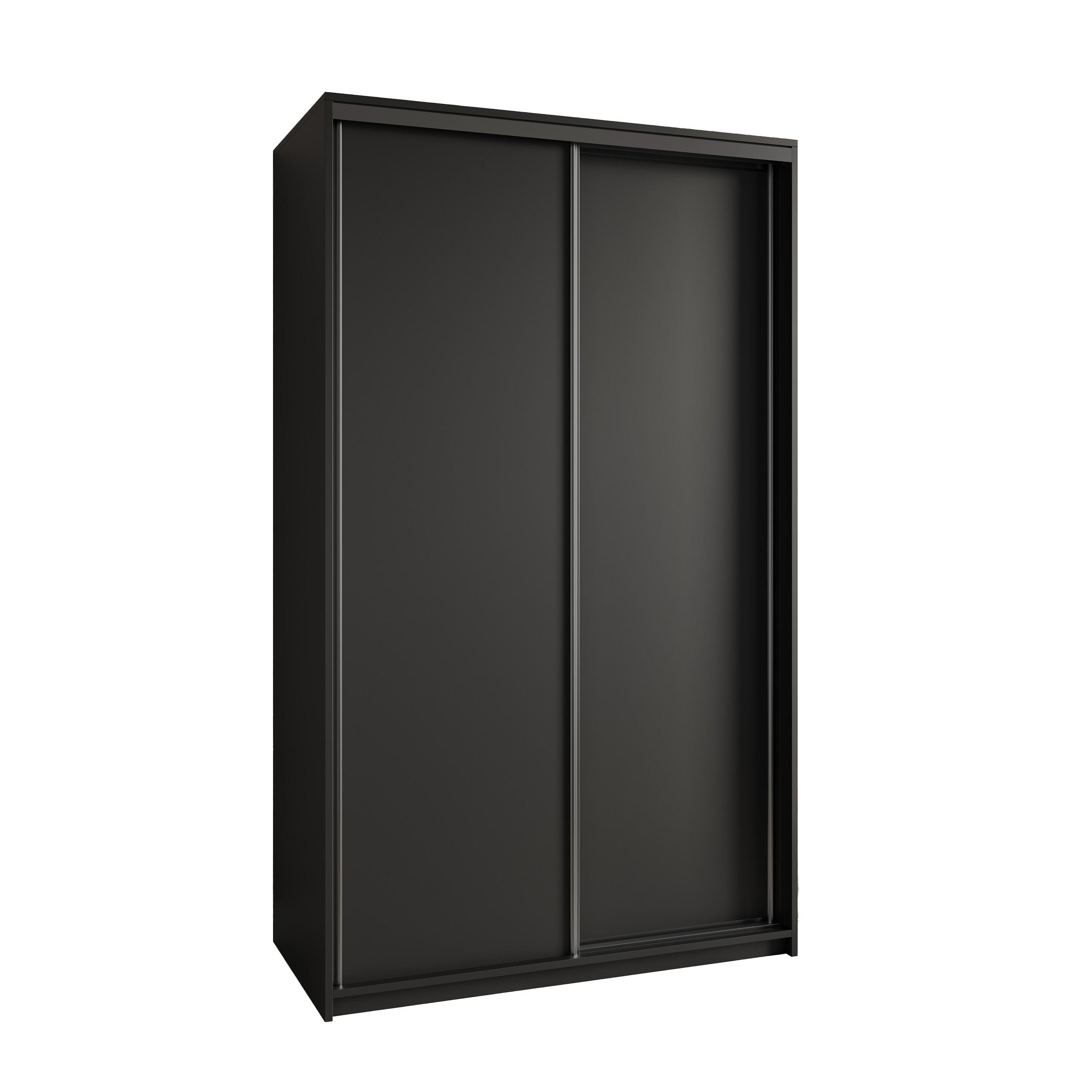 SCHWEBETÜRENSCHRANK NISSE 120/205/60 cm 2-türig Schwarz - Schwarz, Holzwerkstoff (120/205/60cm) - MASSENO