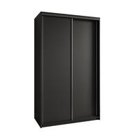 SCHWEBETÜRENSCHRANK NISSE 120/205/60 cm 2-türig Schwarz - Schwarz, Holzwerkstoff (120/205/60cm) - MASSENO