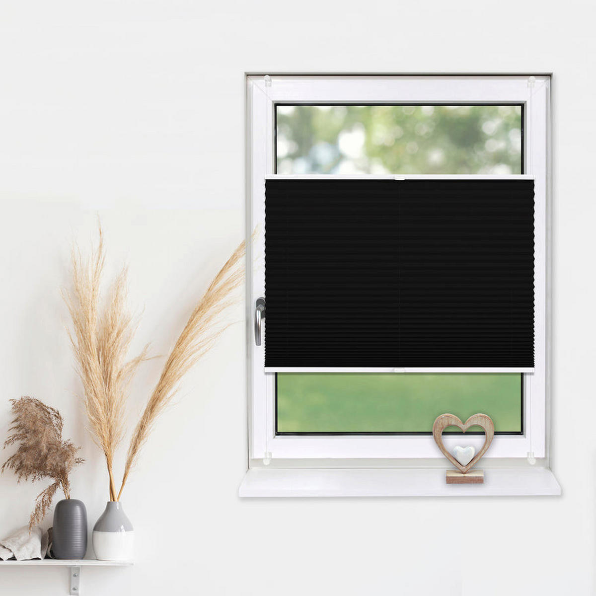 PLISSEE Basic ohne Bohren - Schwarz, Textil (70/150cm) - Deco-Raum