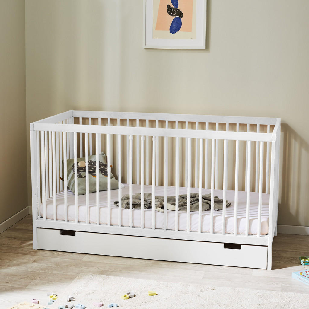 Thumbnail - Kids Collective Kinderbett, Weiß, Holz, Buche, 60x120 cm, Babymöbel, Babybetten, Gitterbett
