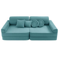 KINDERSOFA AESTHETIC 160 cm Cord Türkis 10 Stk - Blau, Textil (80/12/160cm) - MeowBaby