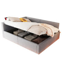 POLSTERBETT mit Bettkasten 140x200 cm Samt Grau mit LED und USB - Grau, Metall (140/200cm) - Meubliv