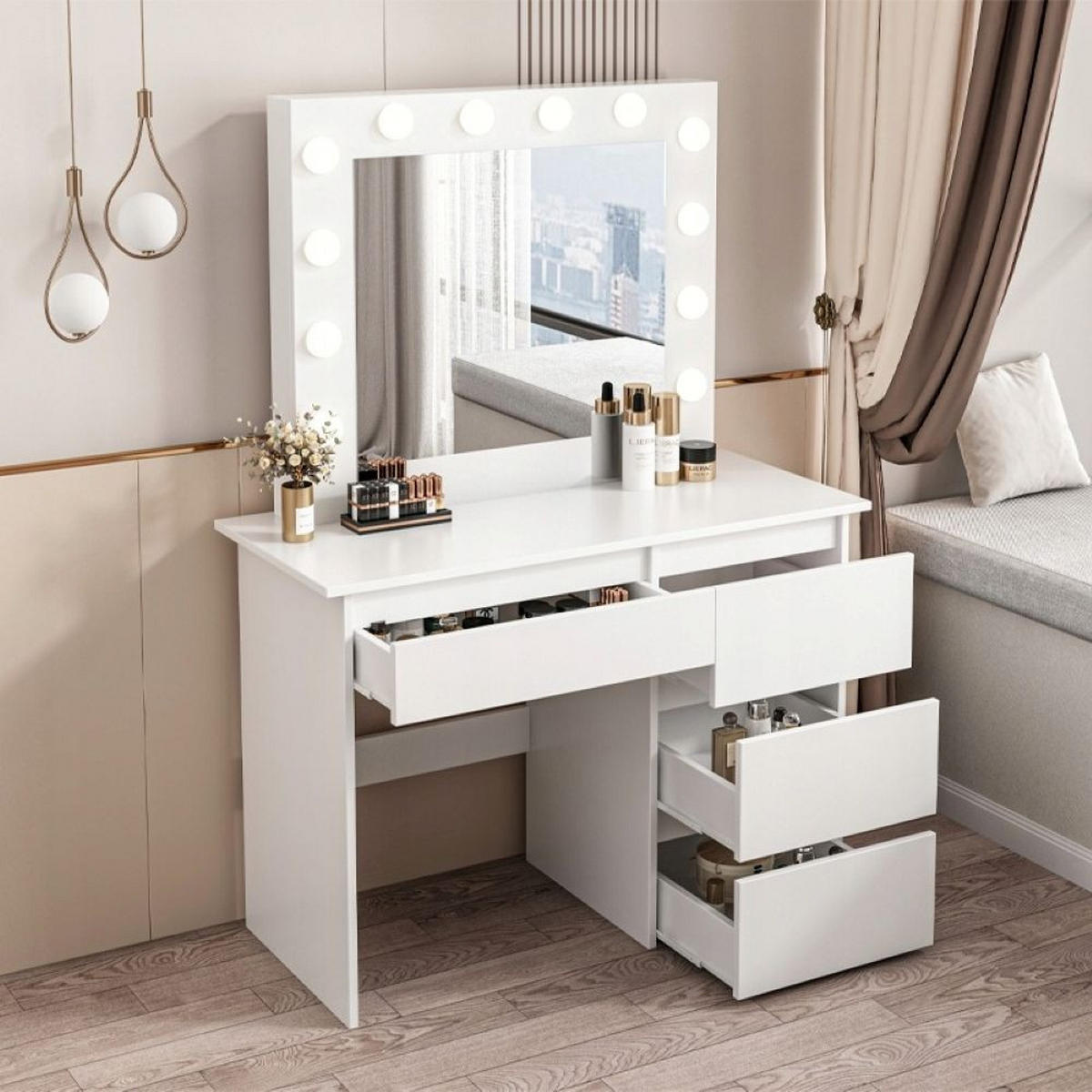 SCHMINKTISCH, weiß 90/40/140 cm - Weiß, Holzwerkstoff (88.5/7.5/79cm)