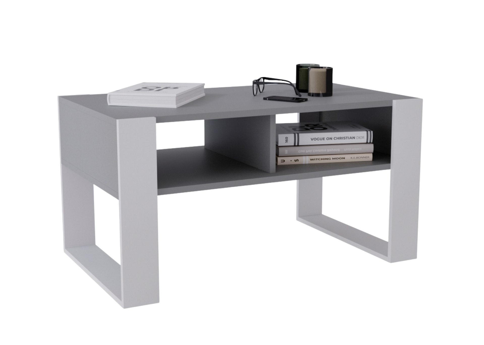 COUCHTISCH Holzwerkstoff rechteckig stabil Dunkelgrau 45/53,6/92cm - Dunkelgrau/Weiß, Holzwerkstoff (53.6/92/45cm) - CraftPAK