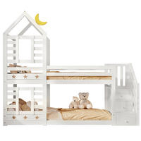 ETAGENBETT 90/200 cm mit Treppe, Schubladen, Rausfallschutz und Stauraum aus Holz, Weiß - Weiß, Holzwerkstoff - Redom
