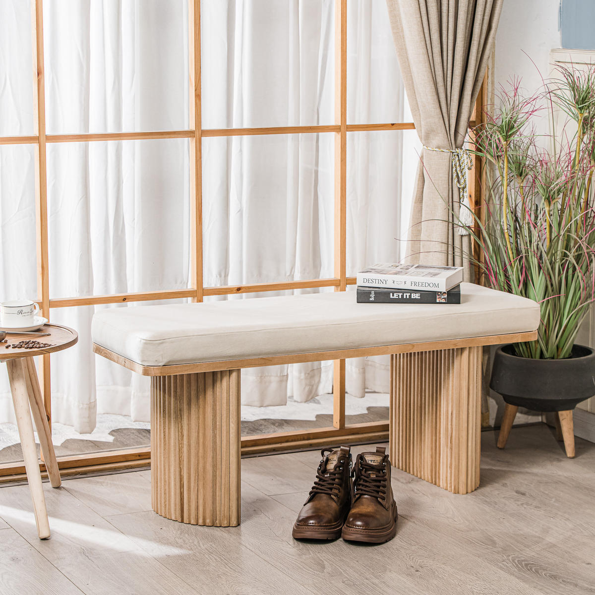 SITZBANK Holz Beige - Beige, Holz (100/46/35cm) - Nordlys