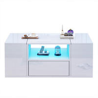 COUCHTISCH Weiß 100/50/40 cm mit LED - Weiß, Holzwerkstoff (50/100/40cm) - PANGIVO