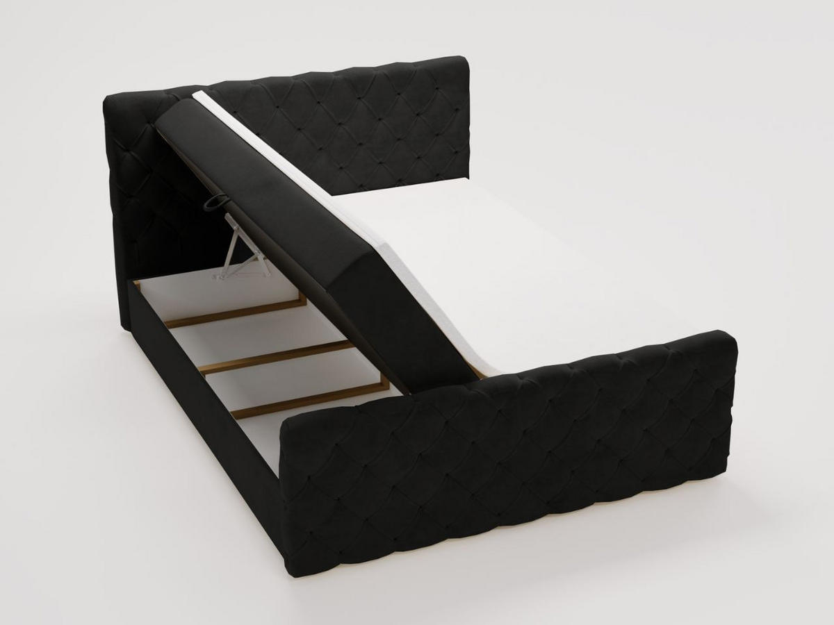 BOXBETT Lunaris 180x200 Schwarz - Schwarz, Holz/Textil (180/200cm) - Graingold