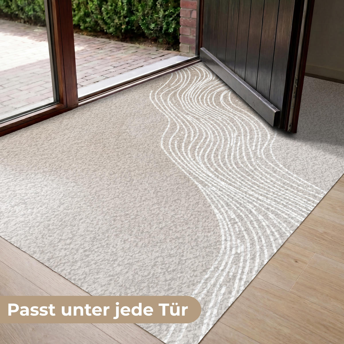 FUSSMATTE Wellenlinien - Fließend - Sandfarben Fußabtreter 150x90 cm - Beige, Kunststoff (150/90cm) - MuchoWow