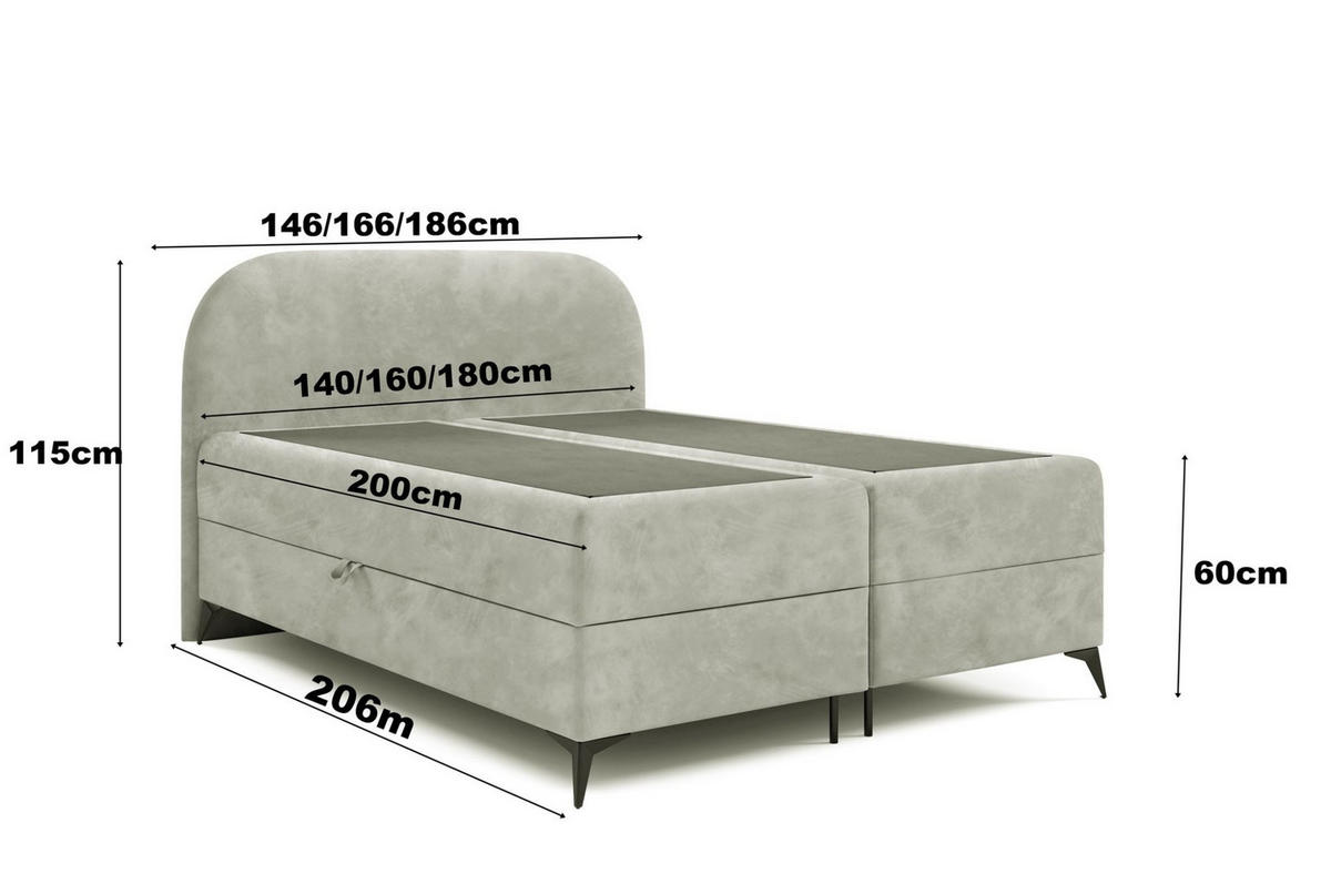 BOXBETT Gorgia In Stoff Jasmin - Dunkelbraun, Holzwerkstoff/Textil (160/200cm) - Fun Möbel