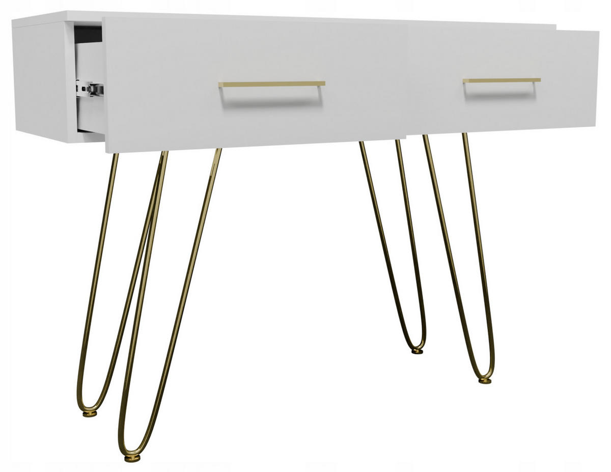 SCHMINKTISCH CR3-C1 Weiß-Golden 100/37/76 cm - Goldfarben/Weiß, Holzwerkstoff (100/76/37cm)